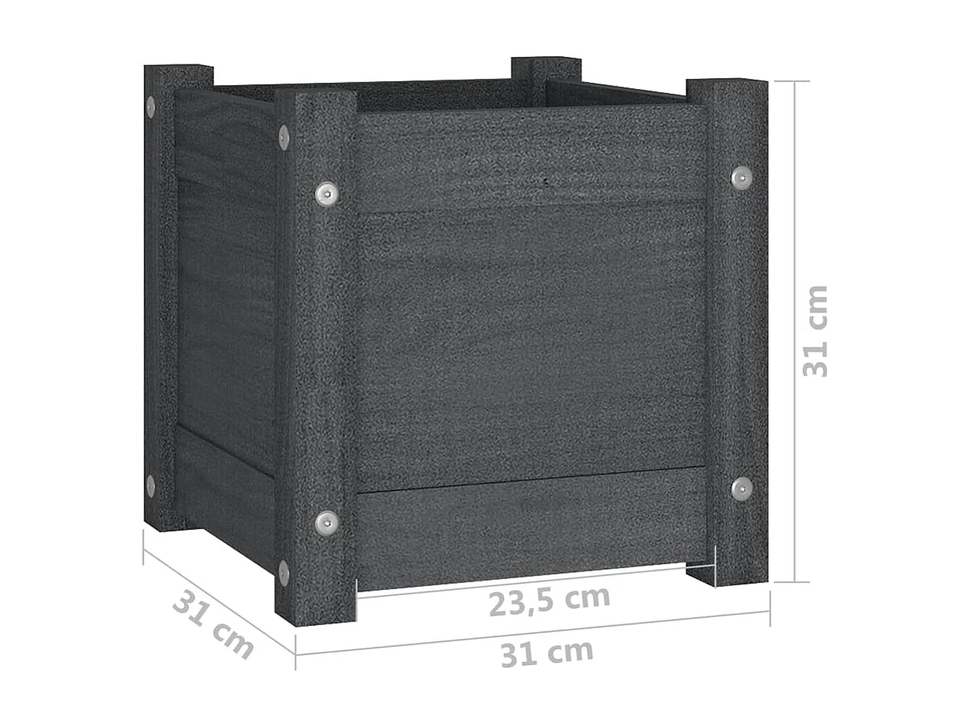 Macetero elevado bandeja plantas flores jardín exterior terrazas juego de 2 31 x 31 x 31 cm madera de pino gris 02_0038888