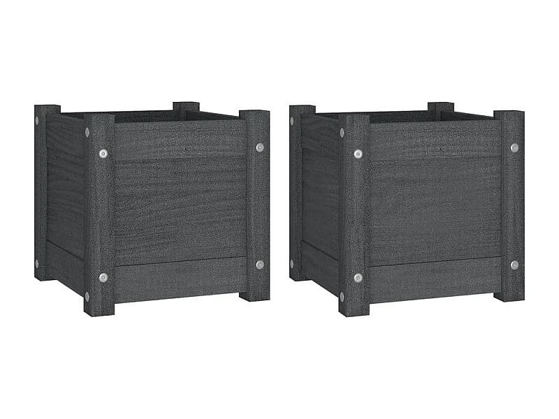 Macetero elevado bandeja plantas flores jardín exterior terrazas juego de 2 31 x 31 x 31 cm madera de pino gris 02_0038888