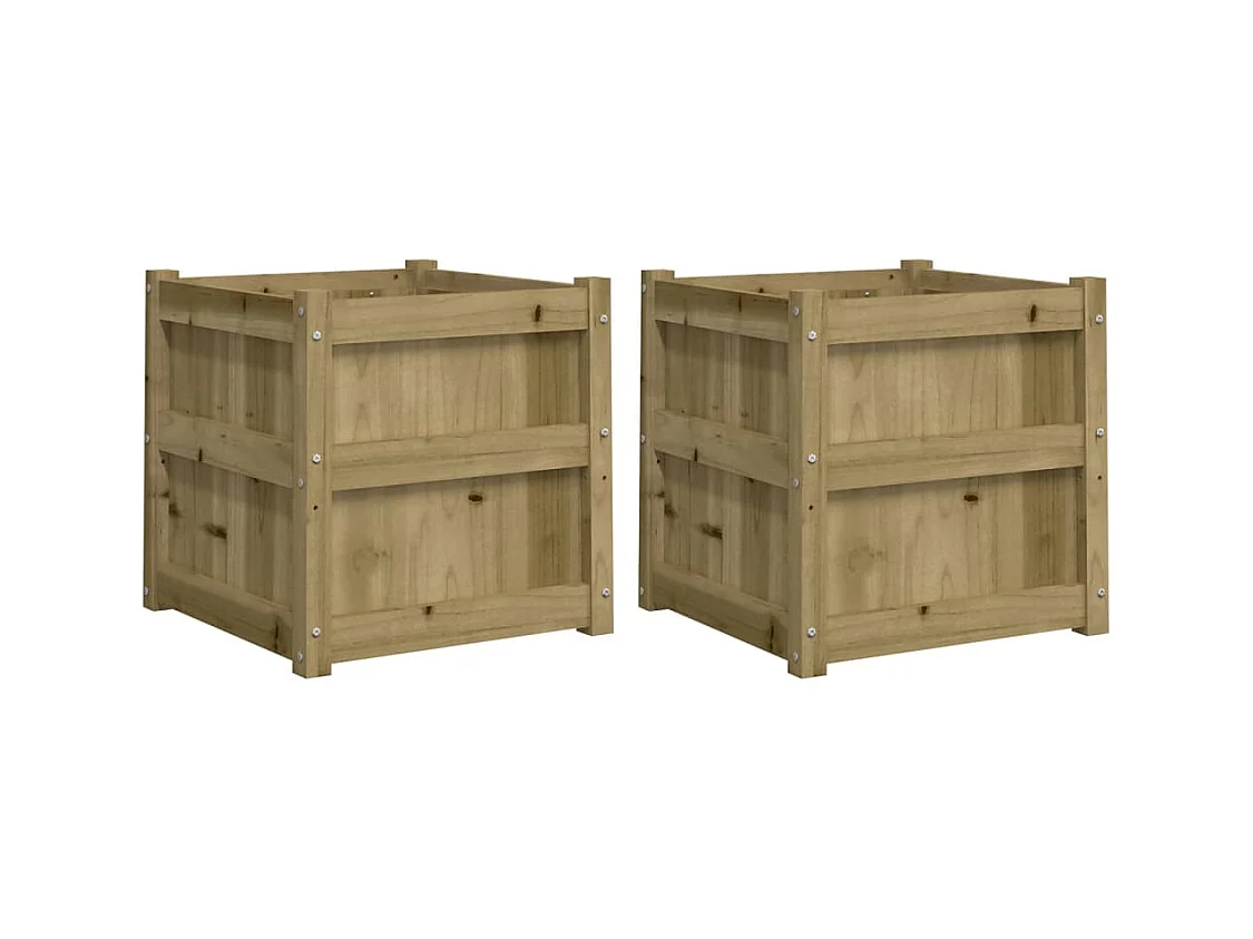Vaso per fioriera aiuola rialzata piante fiori giardino terrazze set da 2 legno di pino impregnato marrone 02_0039033