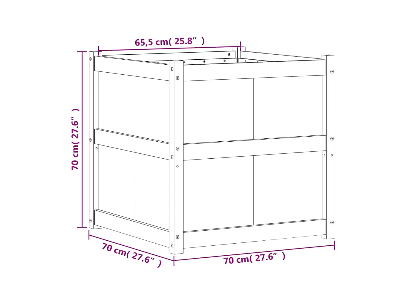 Jardinière bac lit surélevé bois marron 70 x 70 x 70 cm 02_0038495