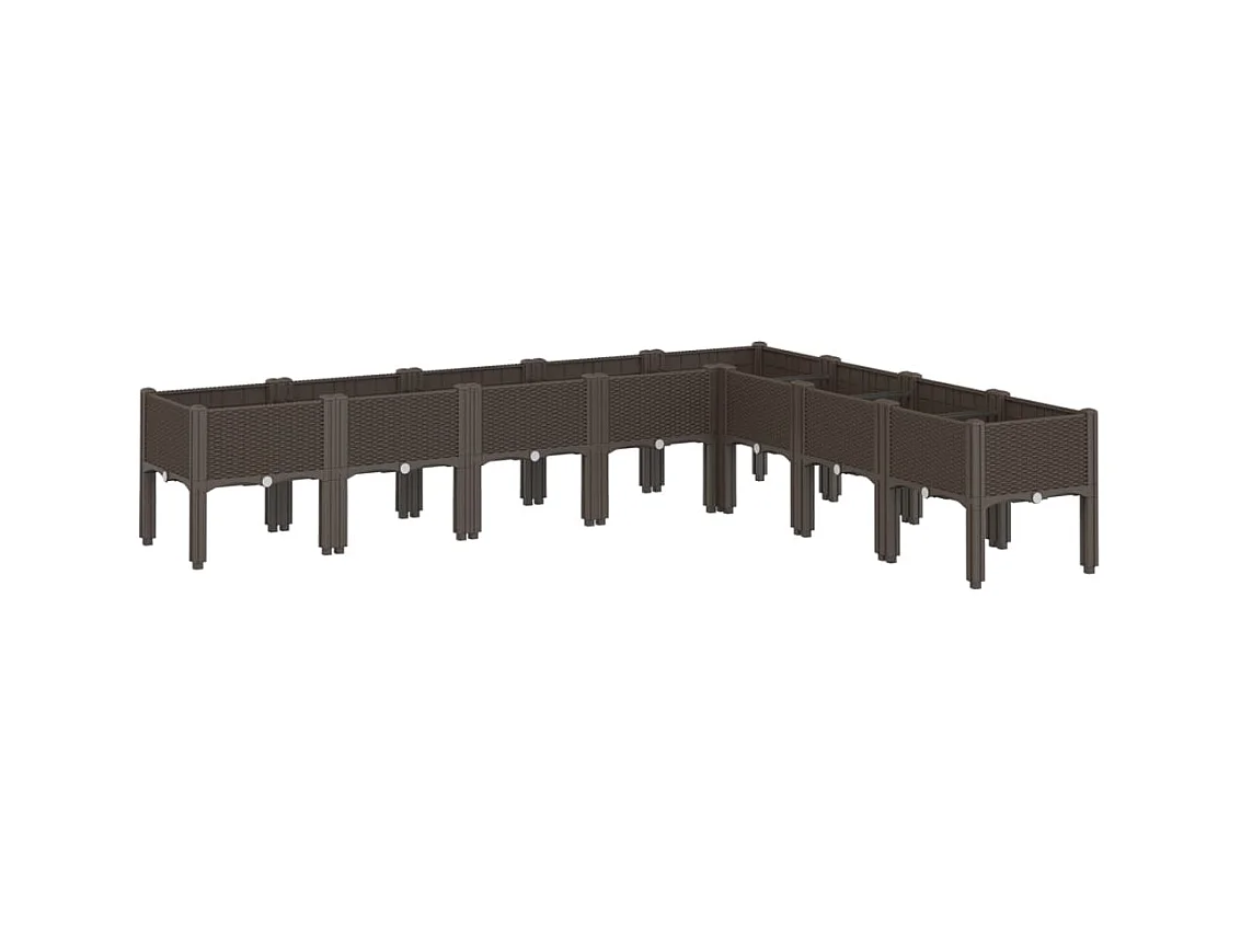 Floreira canteiro elevado floreira terraço jardim com pés 200 x 160 x 42 cm PP marrom 02_0038162