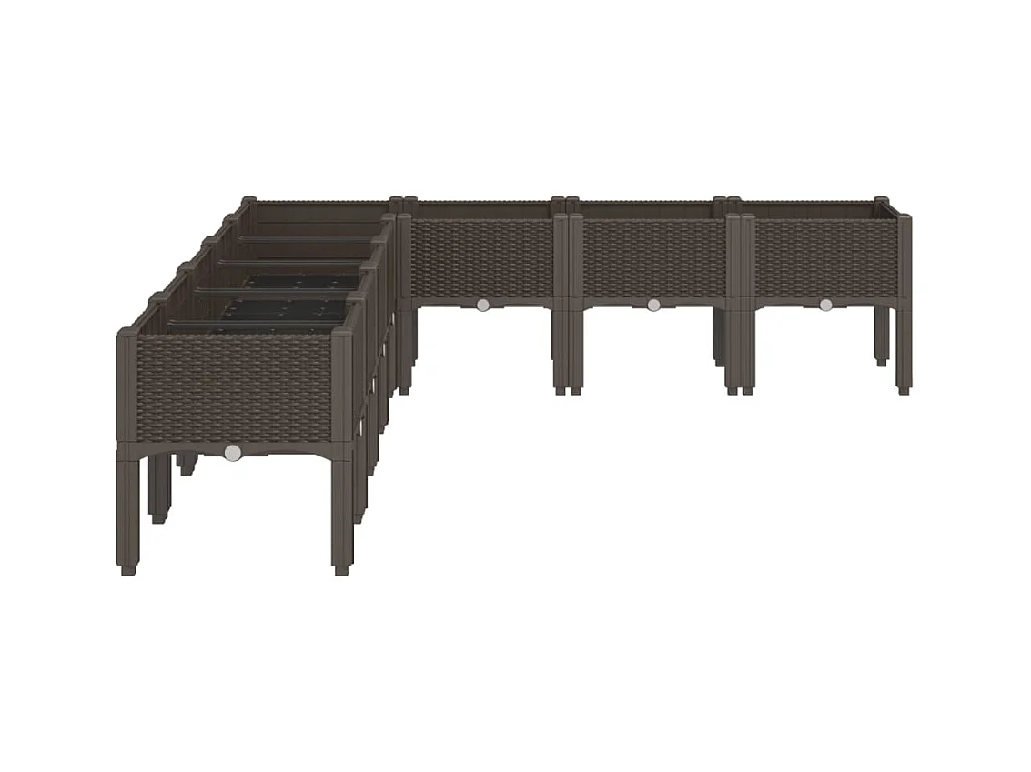 Floreira canteiro elevado floreira terraço jardim com pés 200 x 160 x 42 cm PP marrom 02_0038162