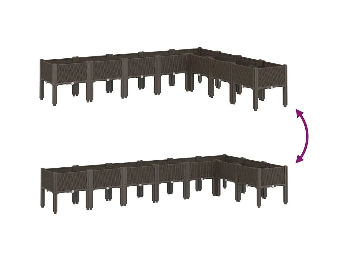 Floreira canteiro elevado floreira terraço jardim com pés 200 x 160 x 42 cm PP marrom 02_0038162