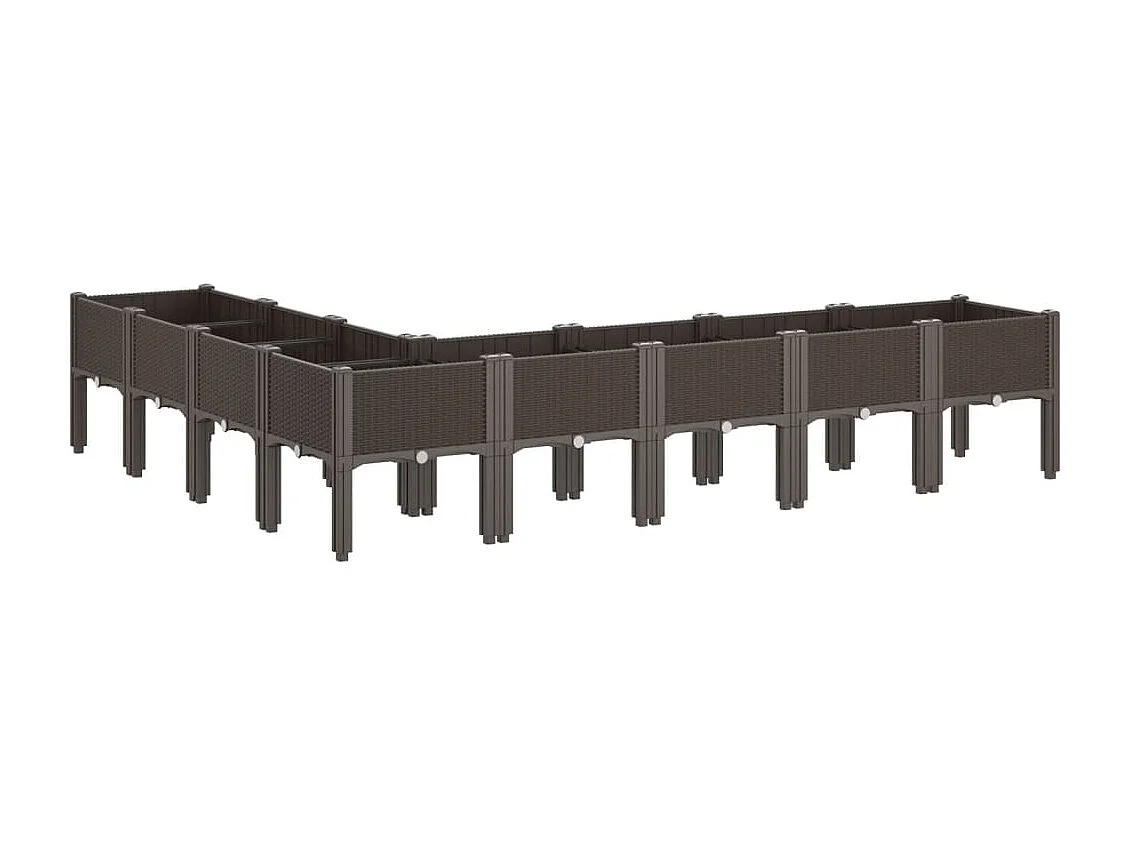 Jardinera elevada para terraza o jardín con patas 200 x 160 x 42 cm PP marrón 02_0038162