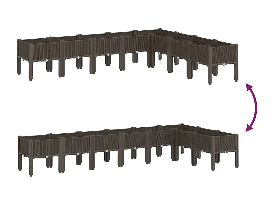 Jardinera elevada para terraza o jardín con patas 200 x 160 x 42 cm PP marrón 02_0038162