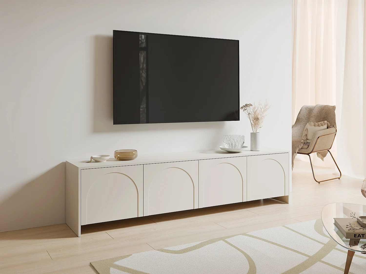 TV-möbel med 4 dörrar - Beige - NALYRA från Maison Céphy