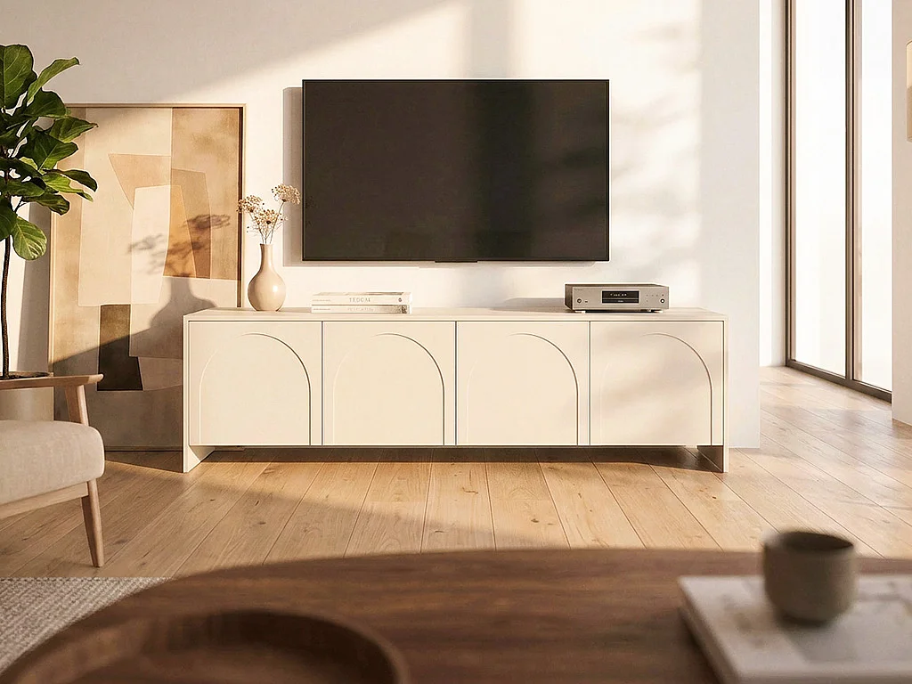 TV Unit with 4 Doors - Beige - NALYRA by Maison Céphy