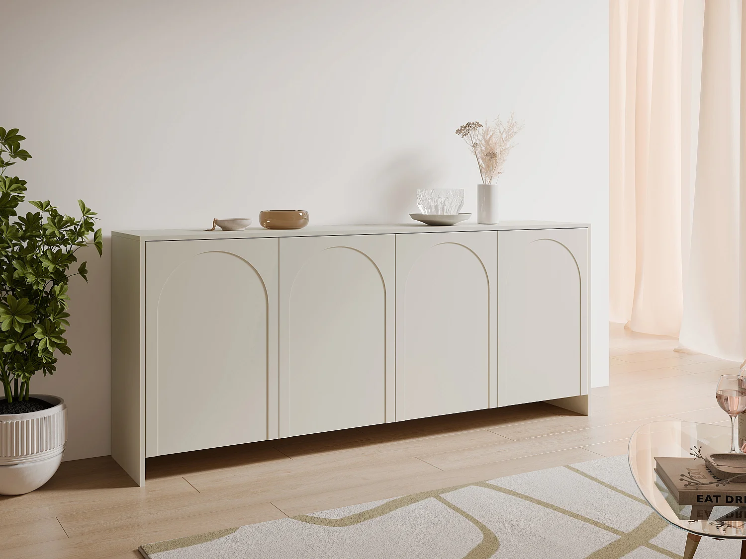 Buffet avec 4 portes - Beige - NALYRA de Maison Céphy