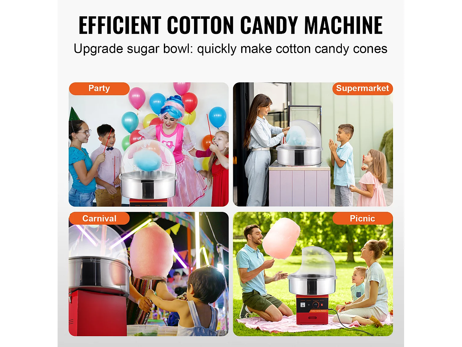 Kommerzielle Zuckerwattemaschine SucceBuy, Zuckerwattemaschine 1000 W,für Zuhause, Kindergeburtstag, Familienfeier, Rot