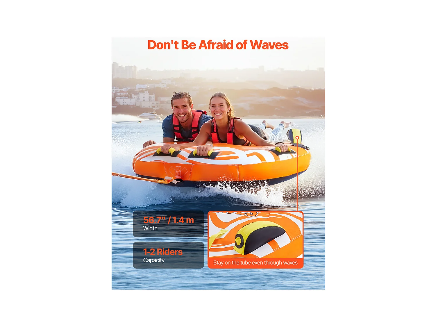 Bouée Tractée Gonflable SucceBuy, Tube de Sport Nautique Gonflable pour 1 à 2 Passagers, pour la Navigation de Plaisance