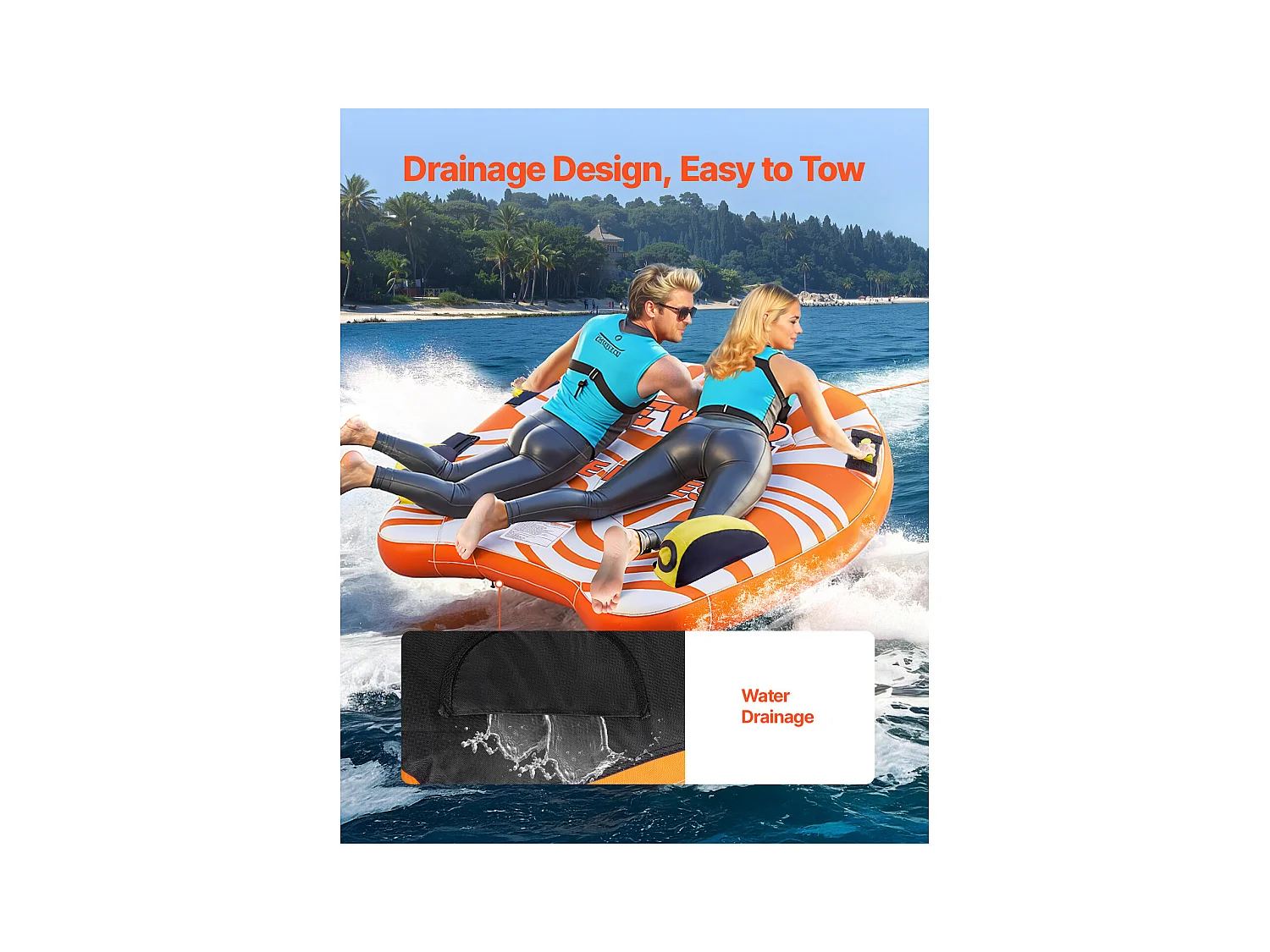 Bouée Tractée Gonflable SucceBuy, Tube de Sport Nautique Gonflable pour 1 à 2 Passagers, pour la Navigation de Plaisance