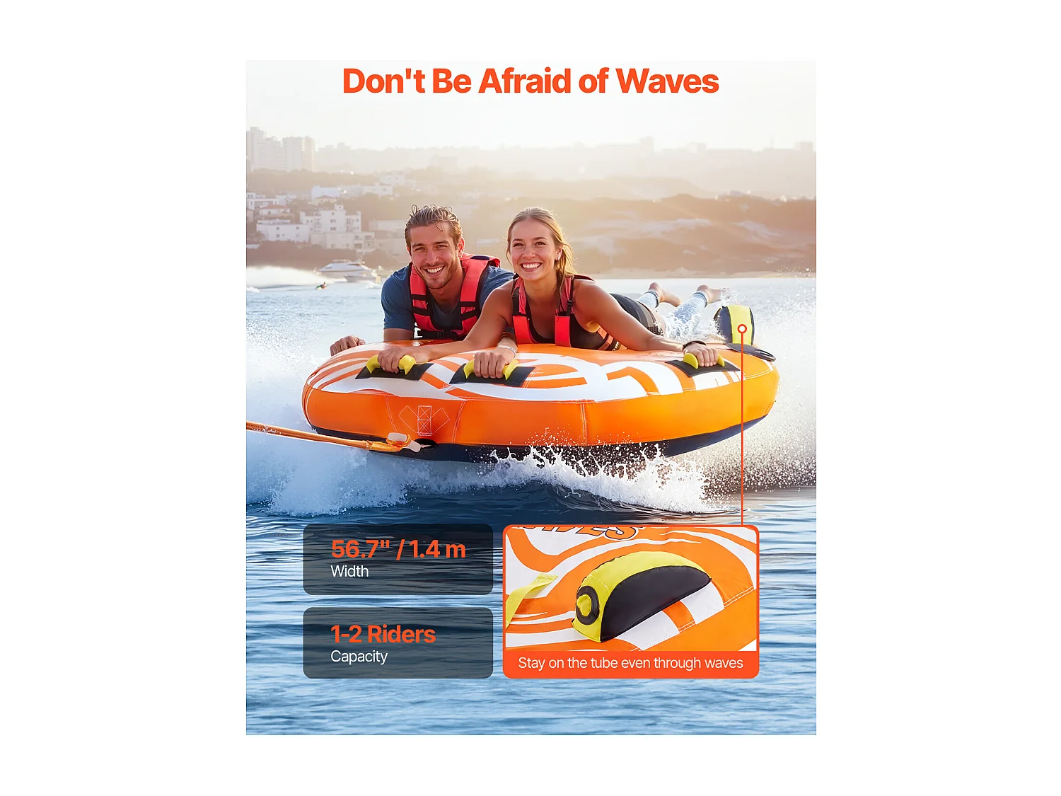 Bouée Tractée Gonflable SucceBuy, Tube de Sport Nautique Gonflable pour 1 à 2 Passagers, pour la Navigation de Plaisance