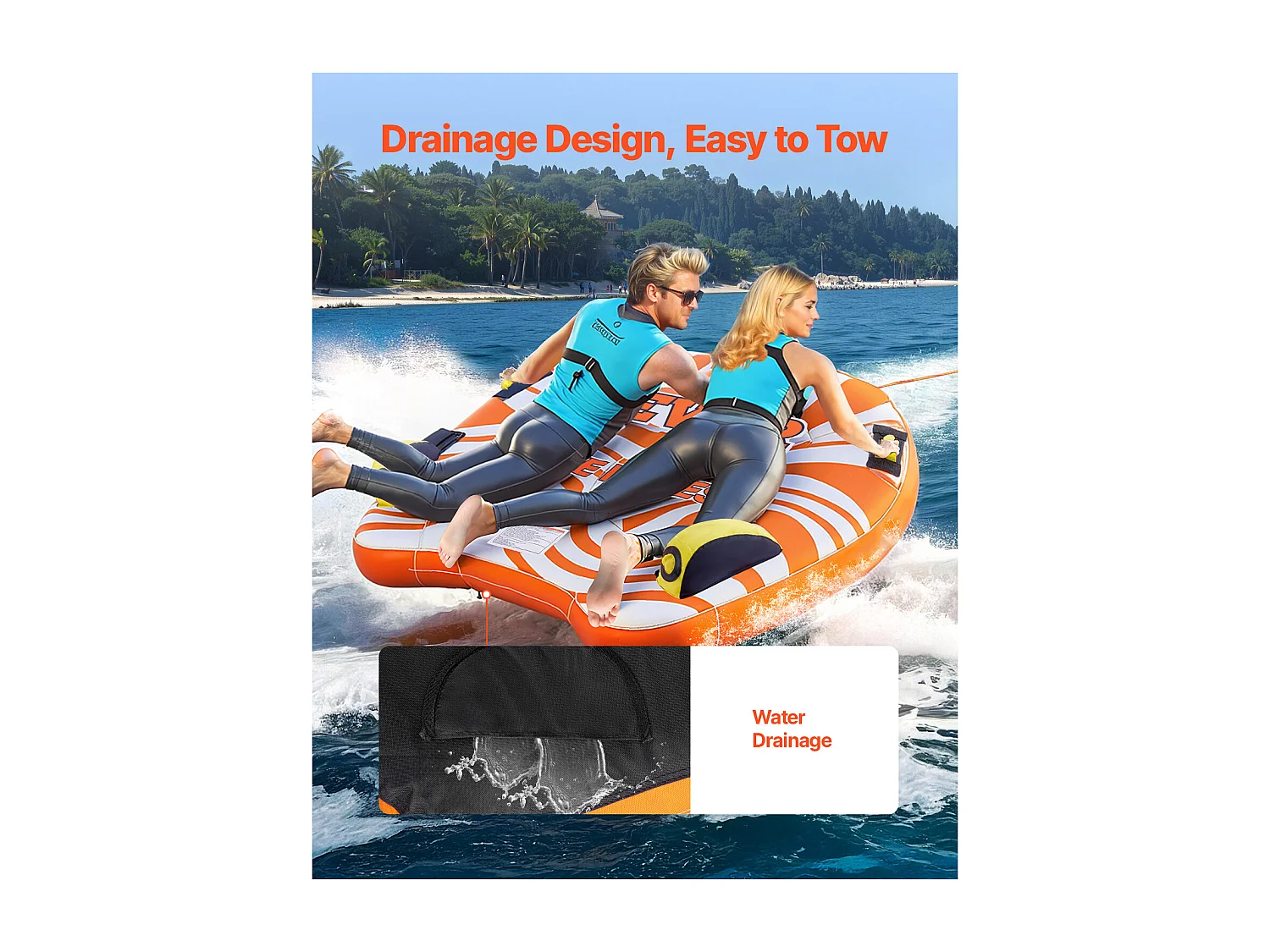 Bouée Tractée Gonflable SucceBuy, Tube de Sport Nautique Gonflable pour 1 à 2 Passagers, pour la Navigation de Plaisance