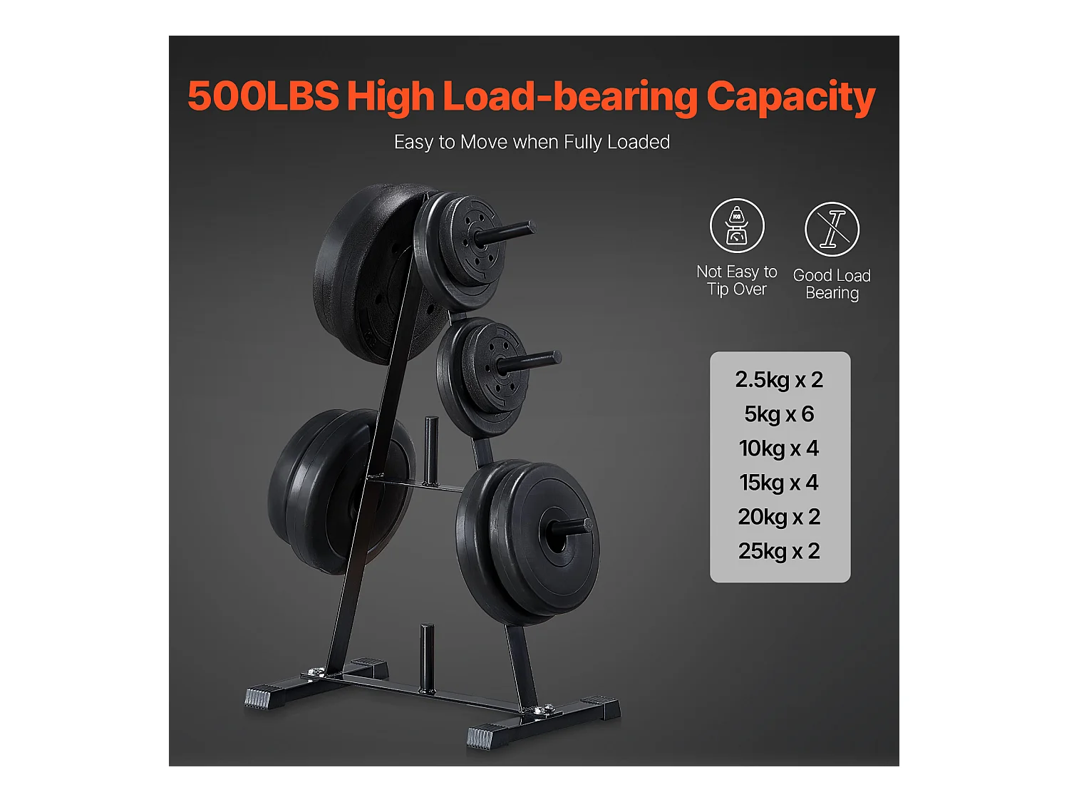 Suporte para Placas de Peso SucceBuy, para Placas de 25,4 mm, Capacidade de 227 kg