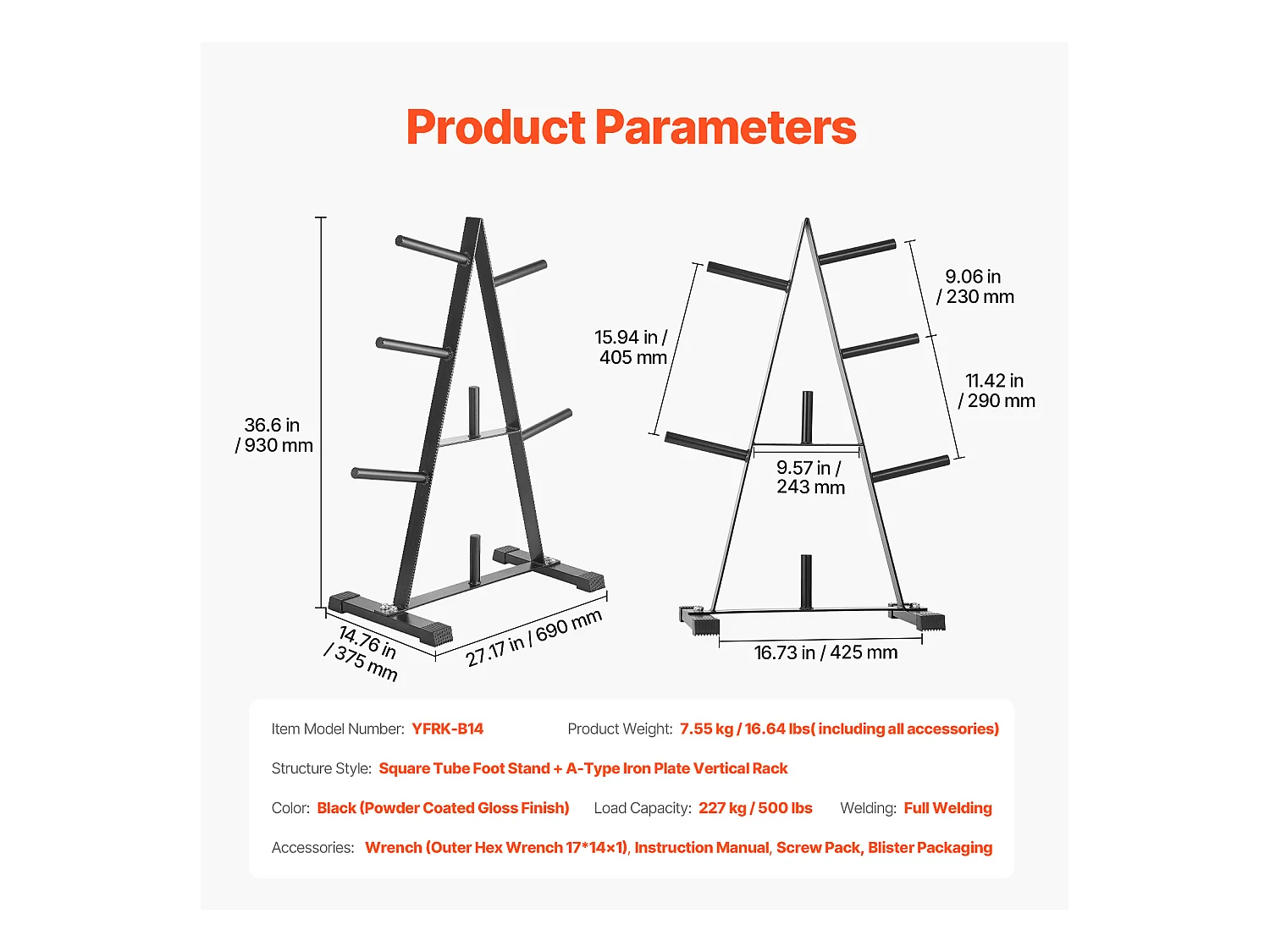 Suporte para Placas de Peso SucceBuy, para Placas de 25,4 mm, Capacidade de 227 kg