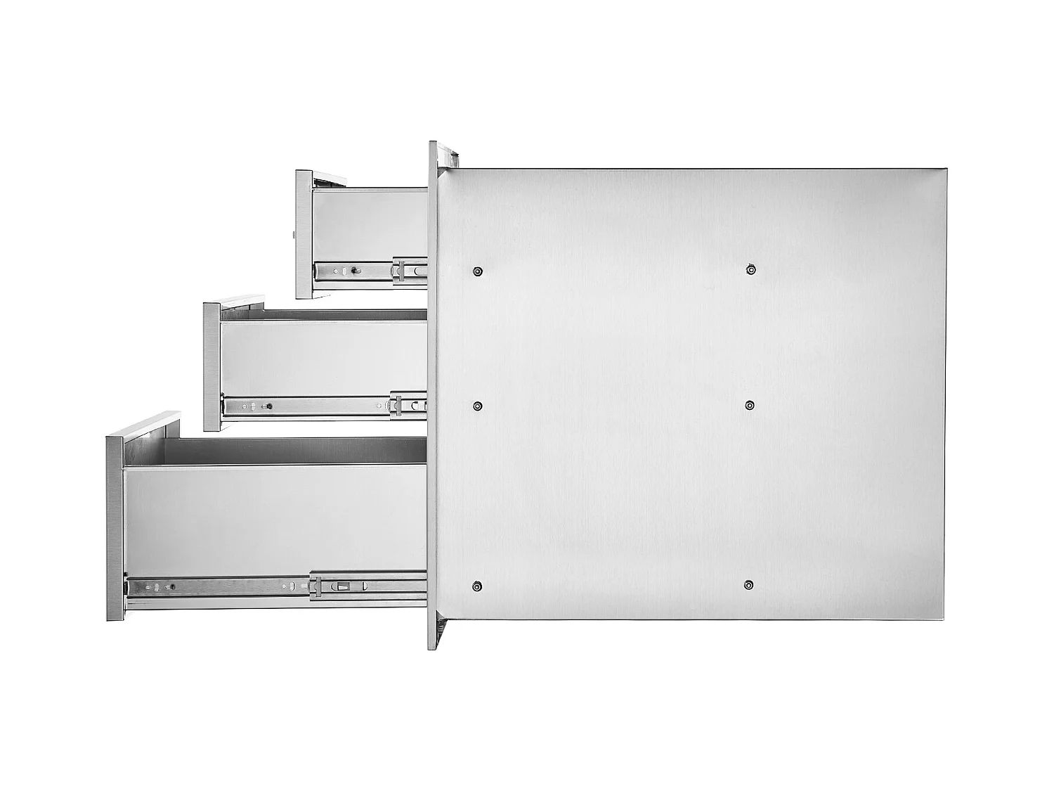 Cassetto a Triplo Accesso SucceBuy, con 3 Scomparti in Acciaio Inossidabile, 46x52x59 cm, Stile Rialzato per Cucina all'Aperto
