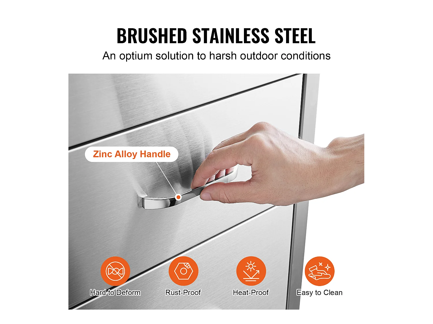 Cassetto a Triplo Accesso SucceBuy, con 3 Scomparti in Acciaio Inossidabile, 46x52x59 cm, Stile Rialzato per Cucina all'Aperto