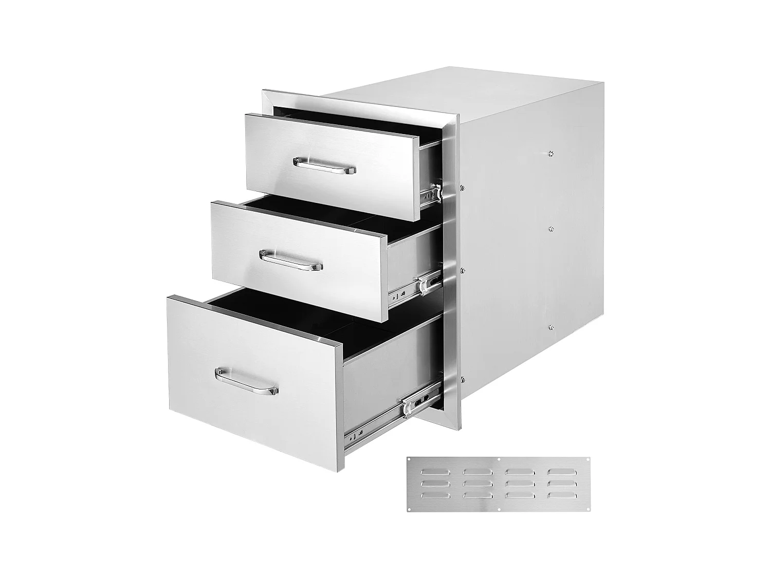 Cassetto a Triplo Accesso SucceBuy, con 3 Scomparti in Acciaio Inossidabile, 46x52x59 cm, Stile Rialzato per Cucina all'Aperto