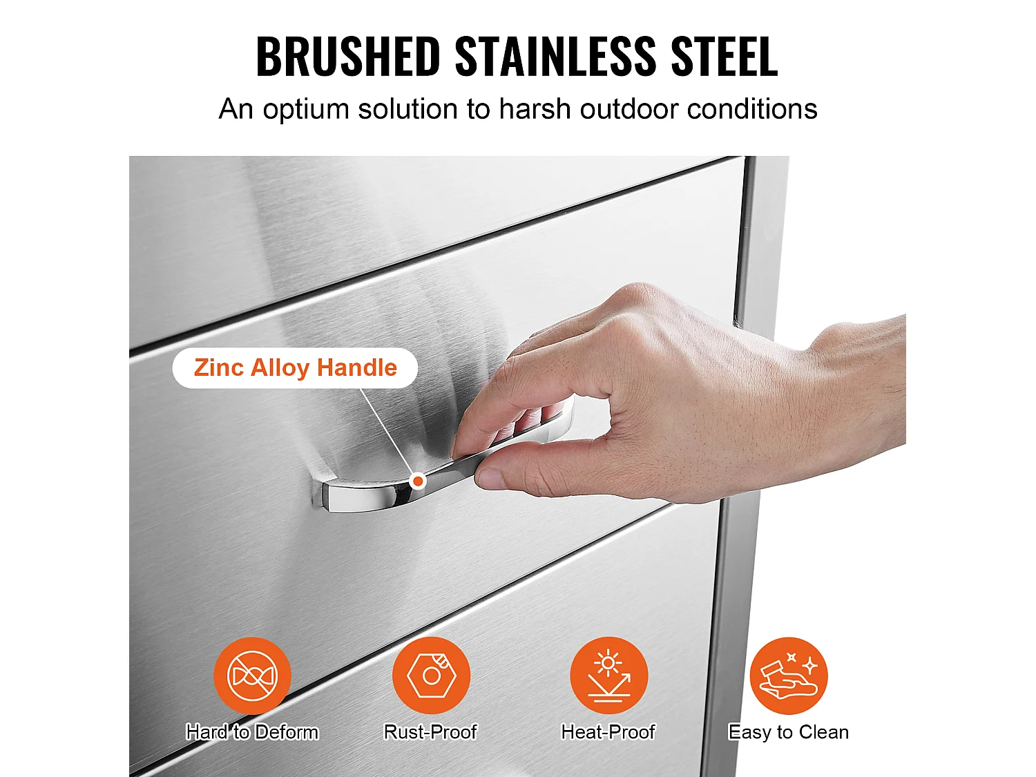 Tiroir à Triple Accès SucceBuy,à 3 Espaces de Tiroirs de Rangement en Acier Inoxydable, 46x52x59cm, Style Surélevé pour Cuisine Extérieure