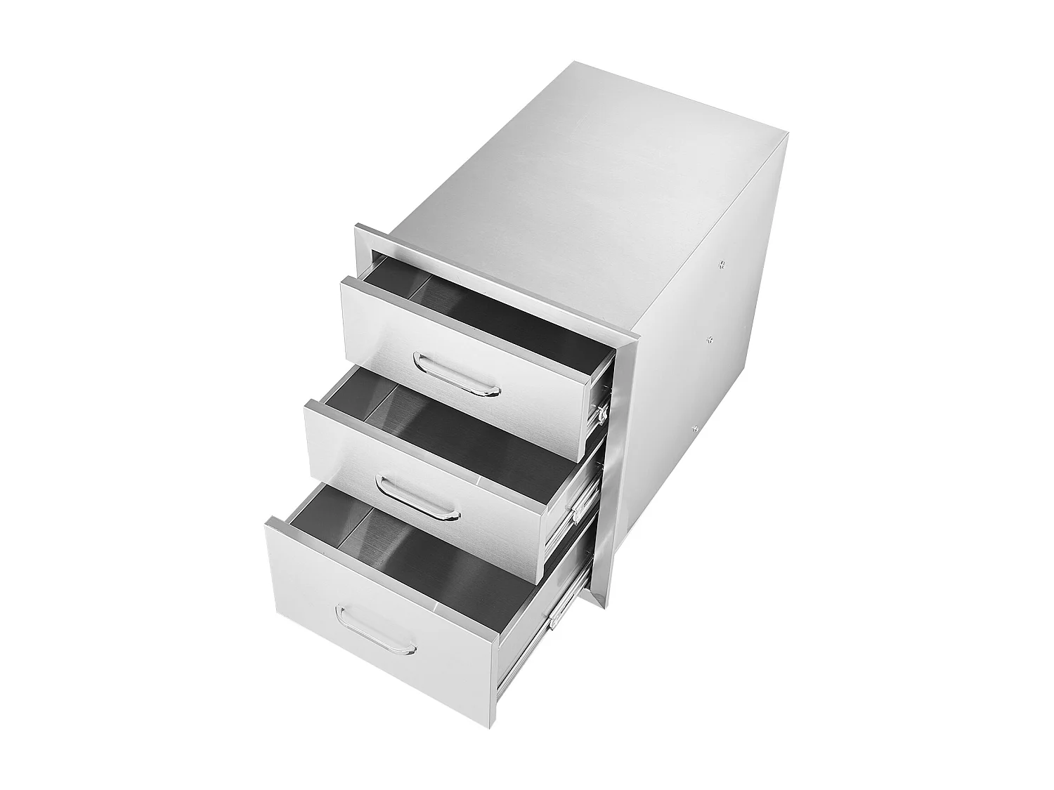 Tiroir à Triple Accès SucceBuy,à 3 Espaces de Tiroirs de Rangement en Acier Inoxydable, 46x52x59cm, Style Surélevé pour Cuisine Extérieure