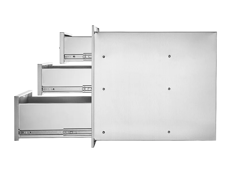 Cassetto a Triplo Accesso SucceBuy, con 3 Scomparti in Acciaio Inossidabile, 46x52x59 cm, Stile Rialzato per Cucina all'Aperto