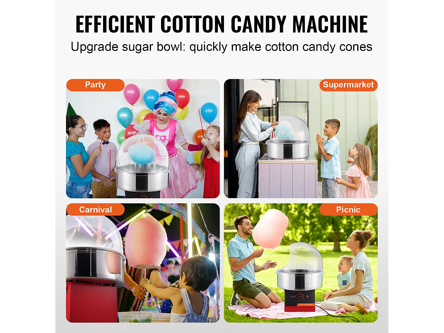 Macchina per Zucchero Filato Commerciale SucceBuy, Macchina per Zucchero Filato 1000 W con Coperchio, Rossa