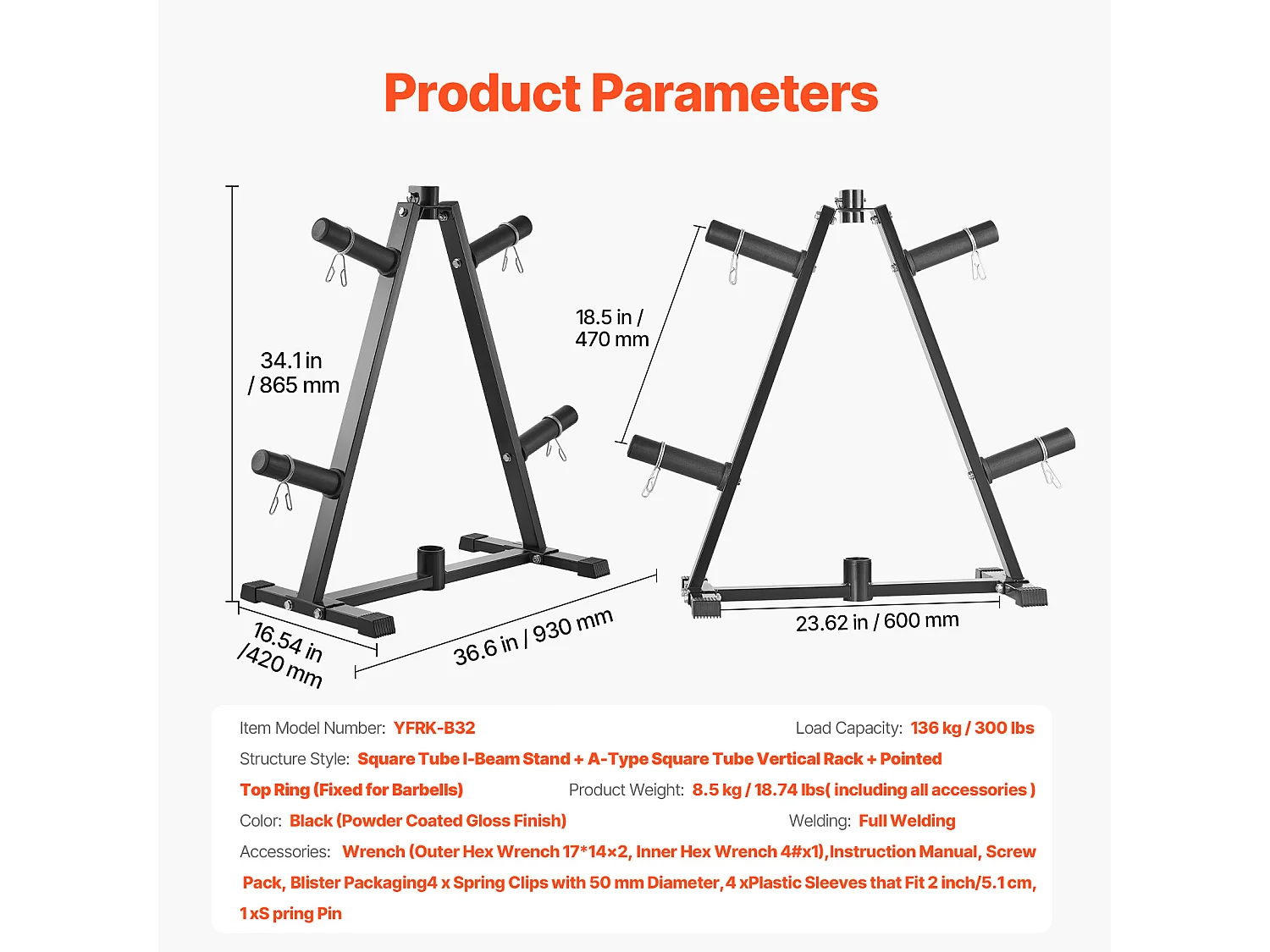 Ondersteuning voor Gewichtplaten SucceBuy, voor Platen van 50,8 mm, Capaciteit van 136 kg