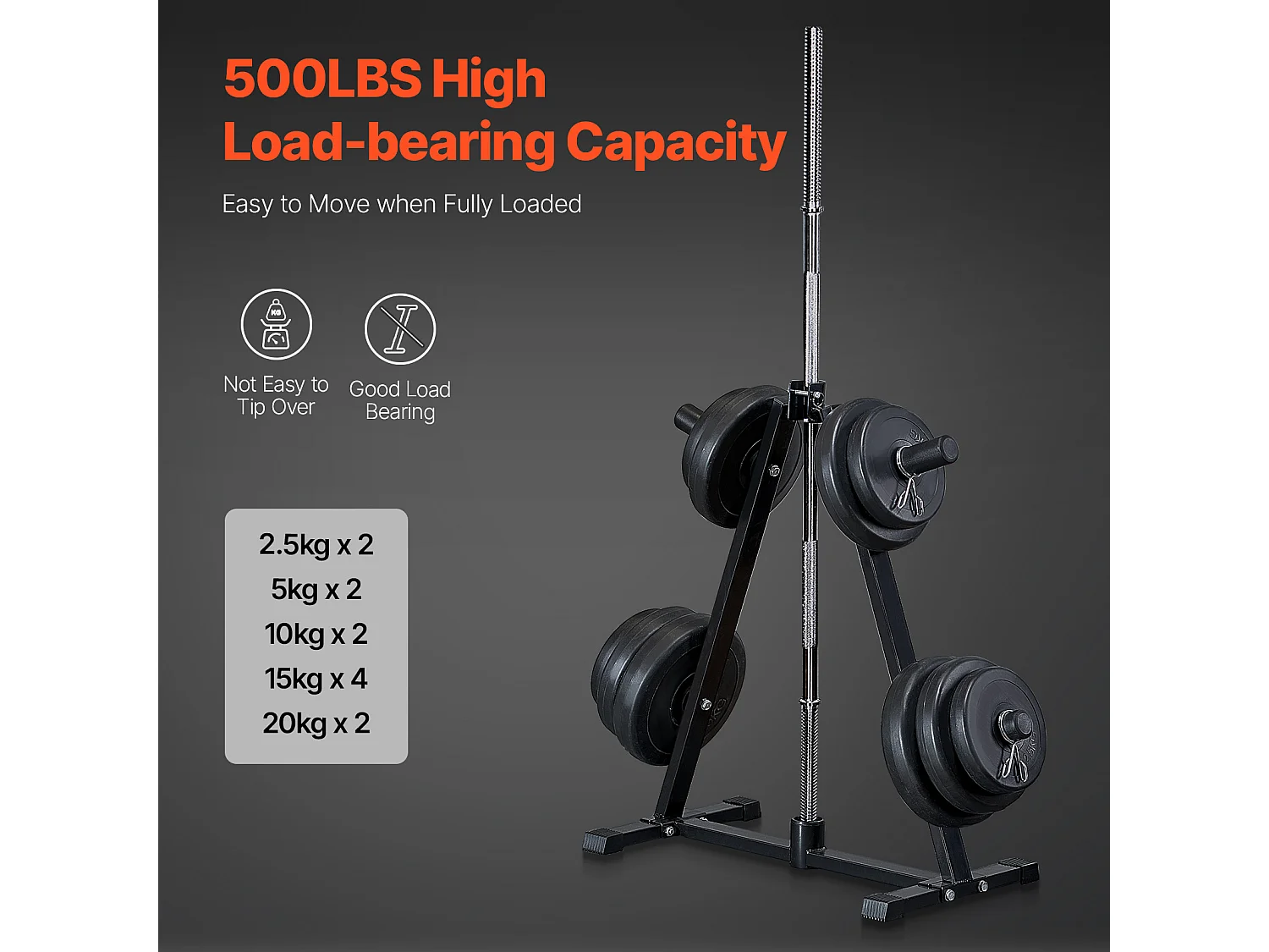 Ondersteuning voor Gewichtplaten SucceBuy, voor Platen van 50,8 mm, Capaciteit van 136 kg