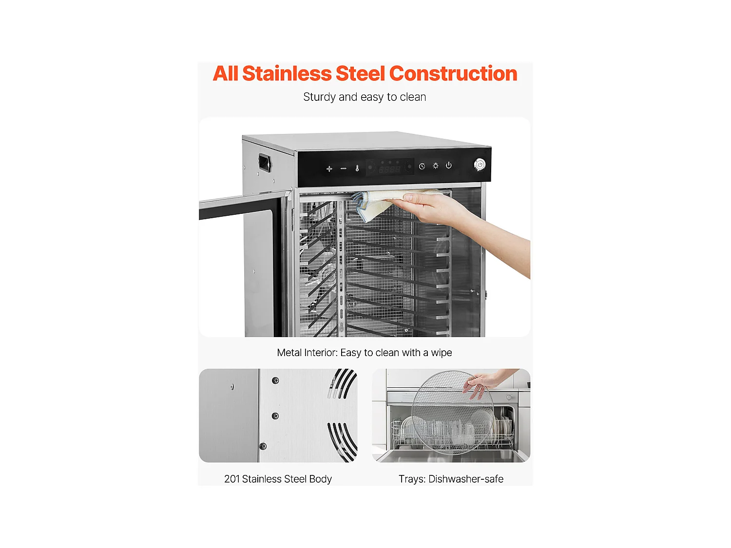 Suszarka do Żywności SucceBuy Obrotowa Suszarka do Żywności, 12 Tac, Stal Nierdzewna, 800 W, do Suszenia Owoców