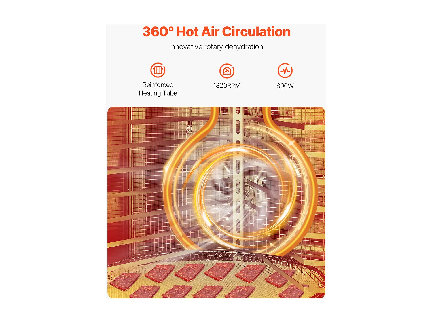 Déshydrateur à Aliments SucceBuy Déshydrateur Alimentaire Rotatif 12 Plateaux, Acier Inoxydable, 800 W, pour le Séchage des Fruits