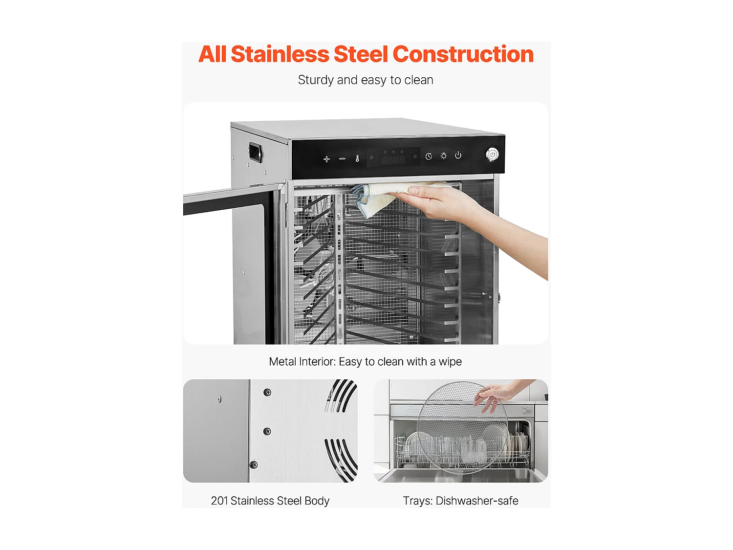 Déshydrateur à Aliments SucceBuy Déshydrateur Alimentaire Rotatif 12 Plateaux, Acier Inoxydable, 800 W, pour le Séchage des Fruits