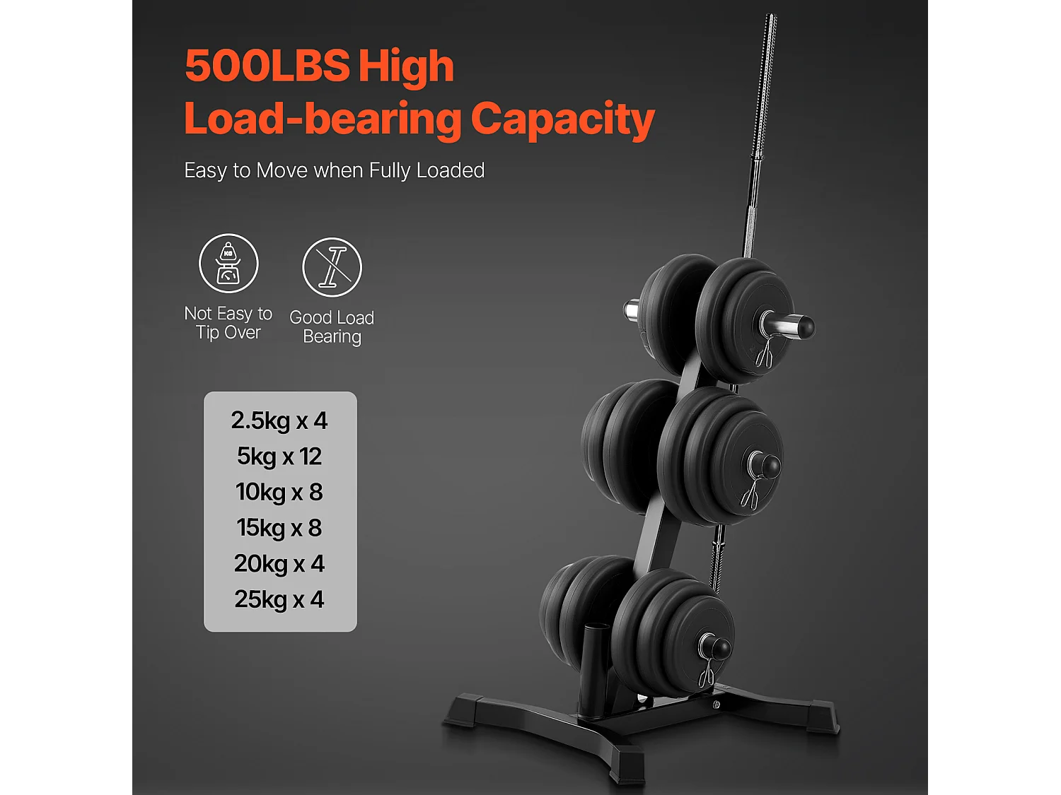 Soutien pour Plaques de Poids SucceBuy, pour Plaques de 50,8 mm, Capacité de 454 kg