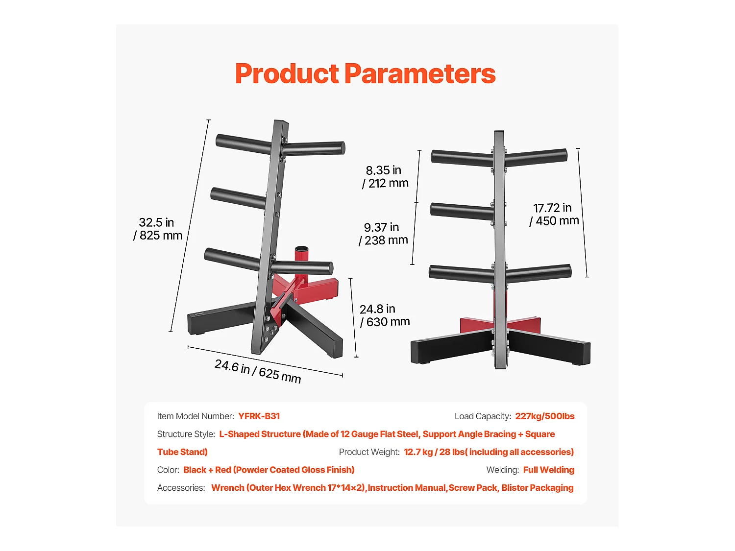 Soutien pour Plaques de Poids SucceBuy, pour Plaques de 50,8 mm, Capacité de 227 kg