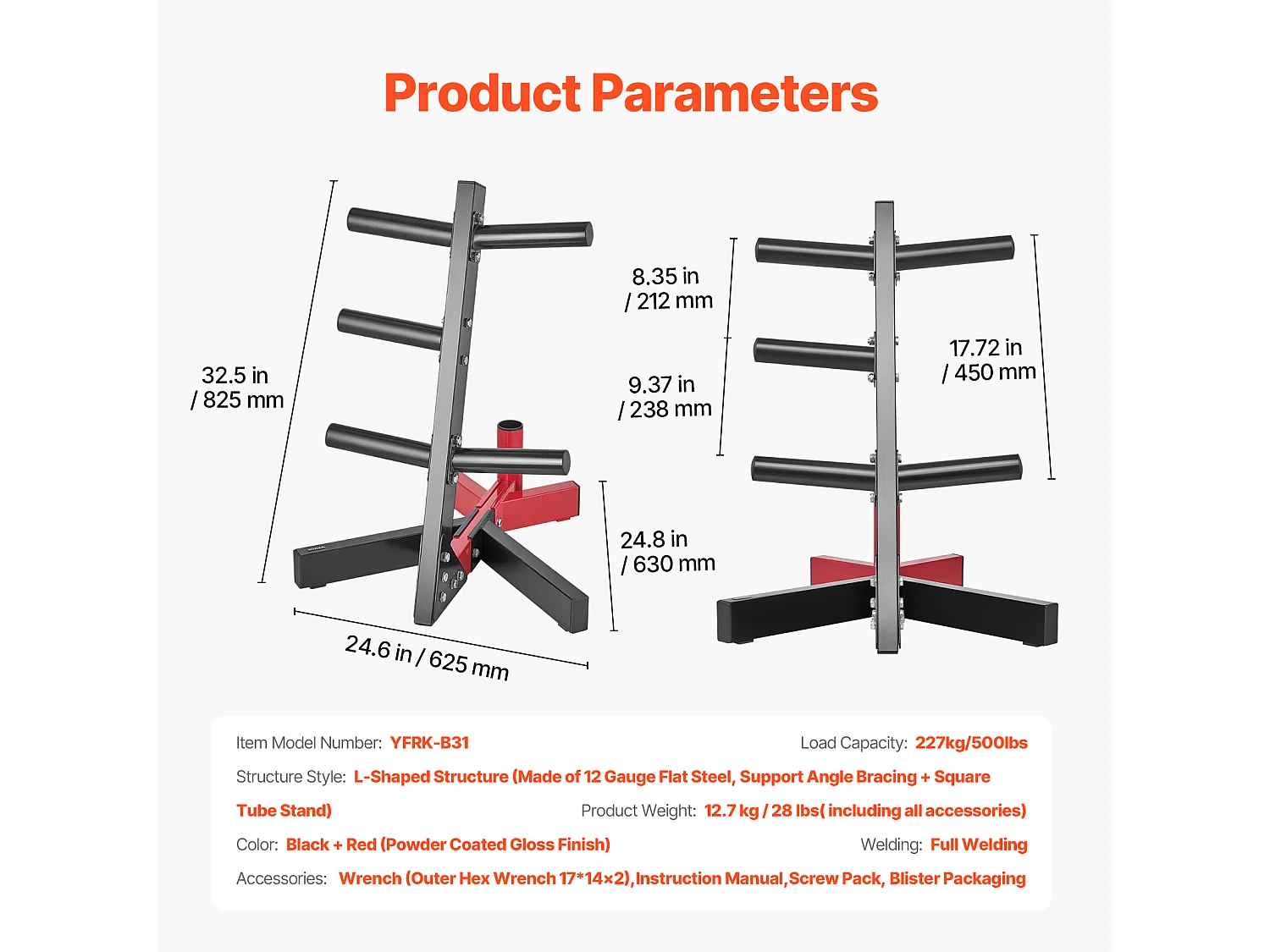 Soutien pour Plaques de Poids SucceBuy, pour Plaques de 50,8 mm, Capacité de 227 kg