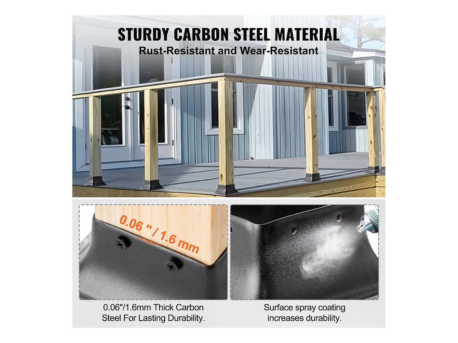 Kit de Supports SucceBuy Lot de 20 Supports de Base de Poteau Robustes 101,6 x 101,6 mm pour Ancrages en Bois