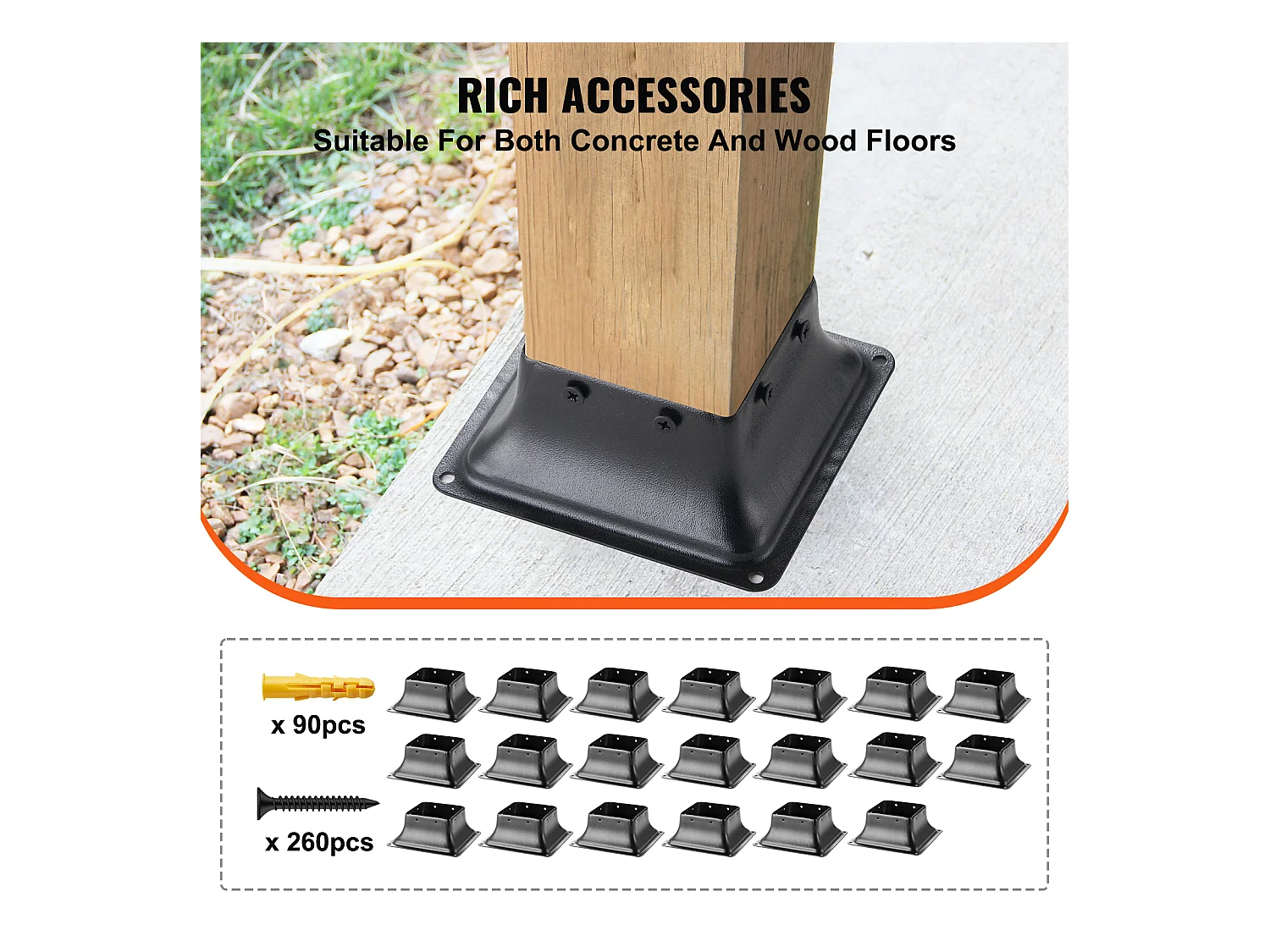 Kit de Supports SucceBuy Lot de 20 Supports de Base de Poteau Robustes 101,6 x 101,6 mm pour Ancrages en Bois