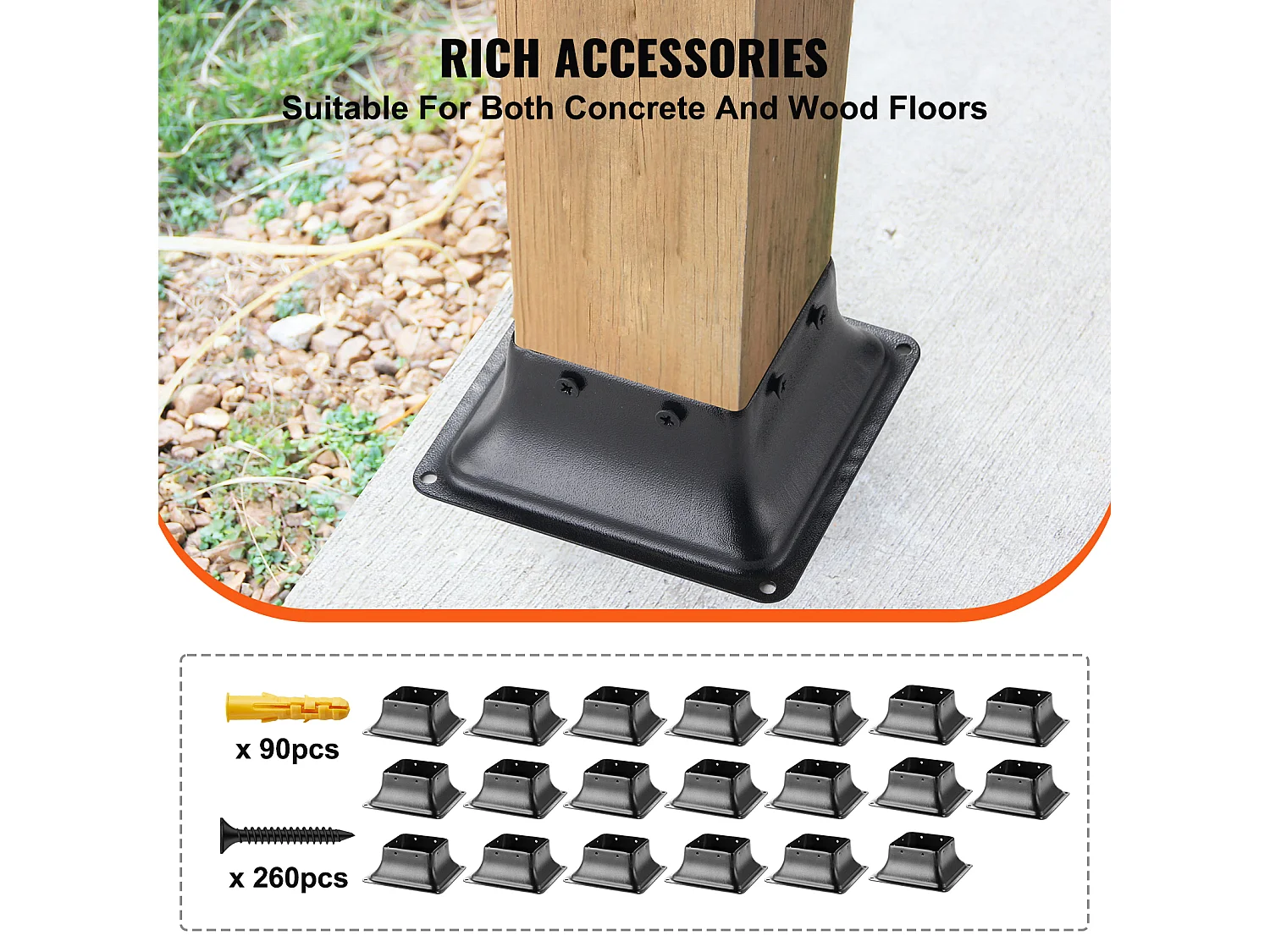 Kit de Supports SucceBuy Lot de 20 Supports de Base de Poteau Robustes 101,6 x 101,6 mm pour Ancrages en Bois