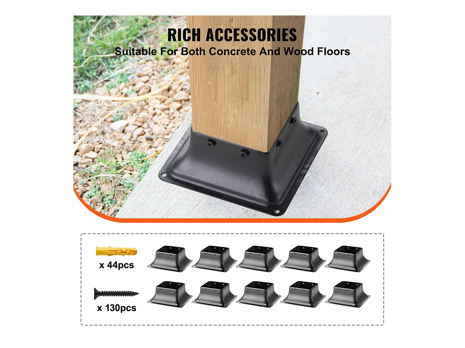 Kit de Supports SucceBuy Lot de 10 Supports de Base de Poteau Robustes 101,6 x 101,6 mm pour Ancrage en Bois