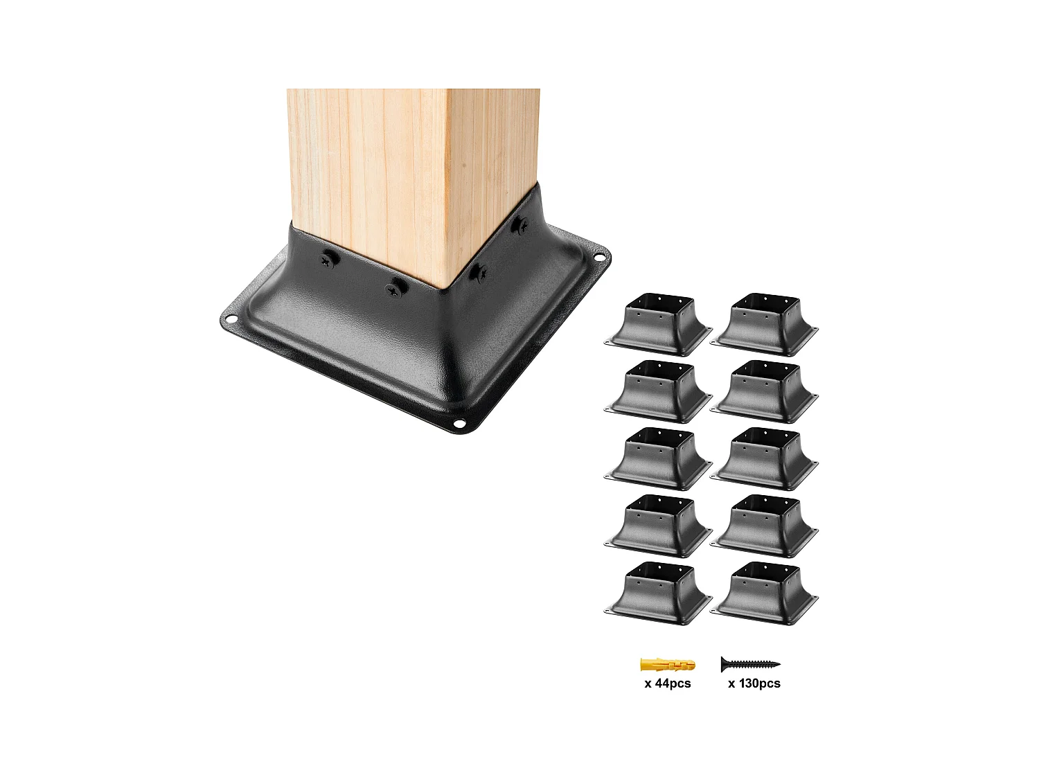 Ondersteuningskit SucceBuy 10-pack 101,6 x 101,6 mm Zware Paalvoetbeugels voor Houtankers