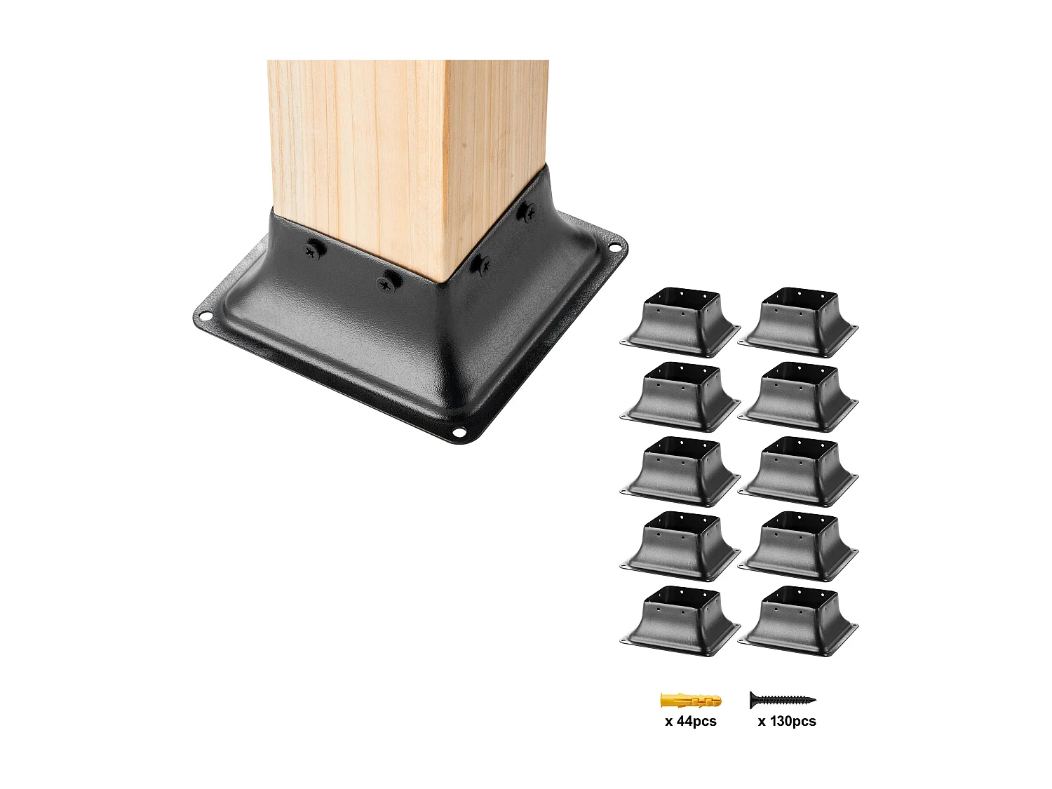 Support-Kit SucceBuy 10er-Pack Pfostenträger, 101,6 x 101,6 mm, Robuster Holzzaunanker