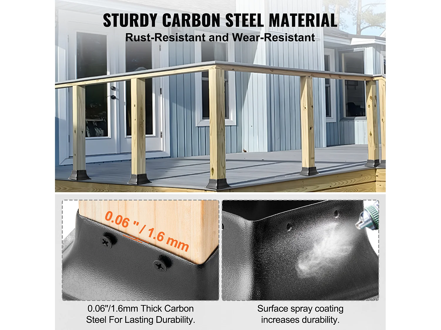 Support-Kit SucceBuy 10er-Pack Pfostenträger, 101,6 x 101,6 mm, Robuster Holzzaunanker