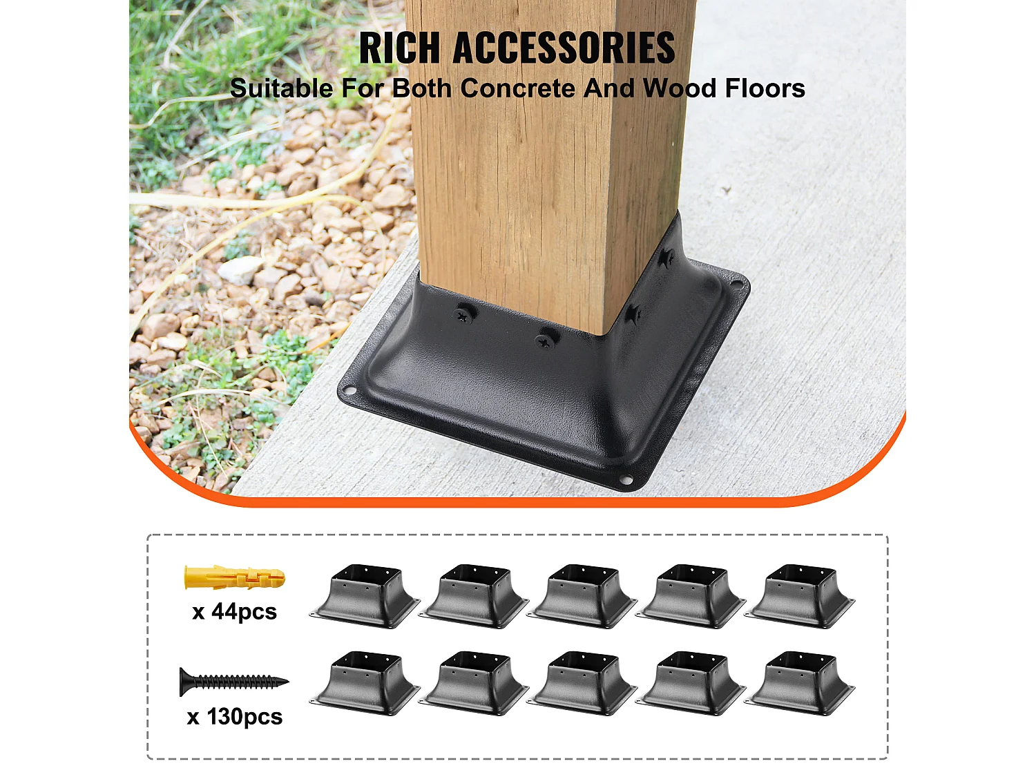 Support-Kit SucceBuy 10er-Pack Pfostenträger, 101,6 x 101,6 mm, Robuster Holzzaunanker