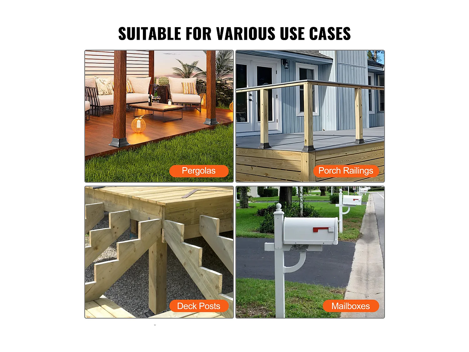 Support-Kit SucceBuy 10er-Pack Pfostenträger, 101,6 x 101,6 mm, Robuster Holzzaunanker