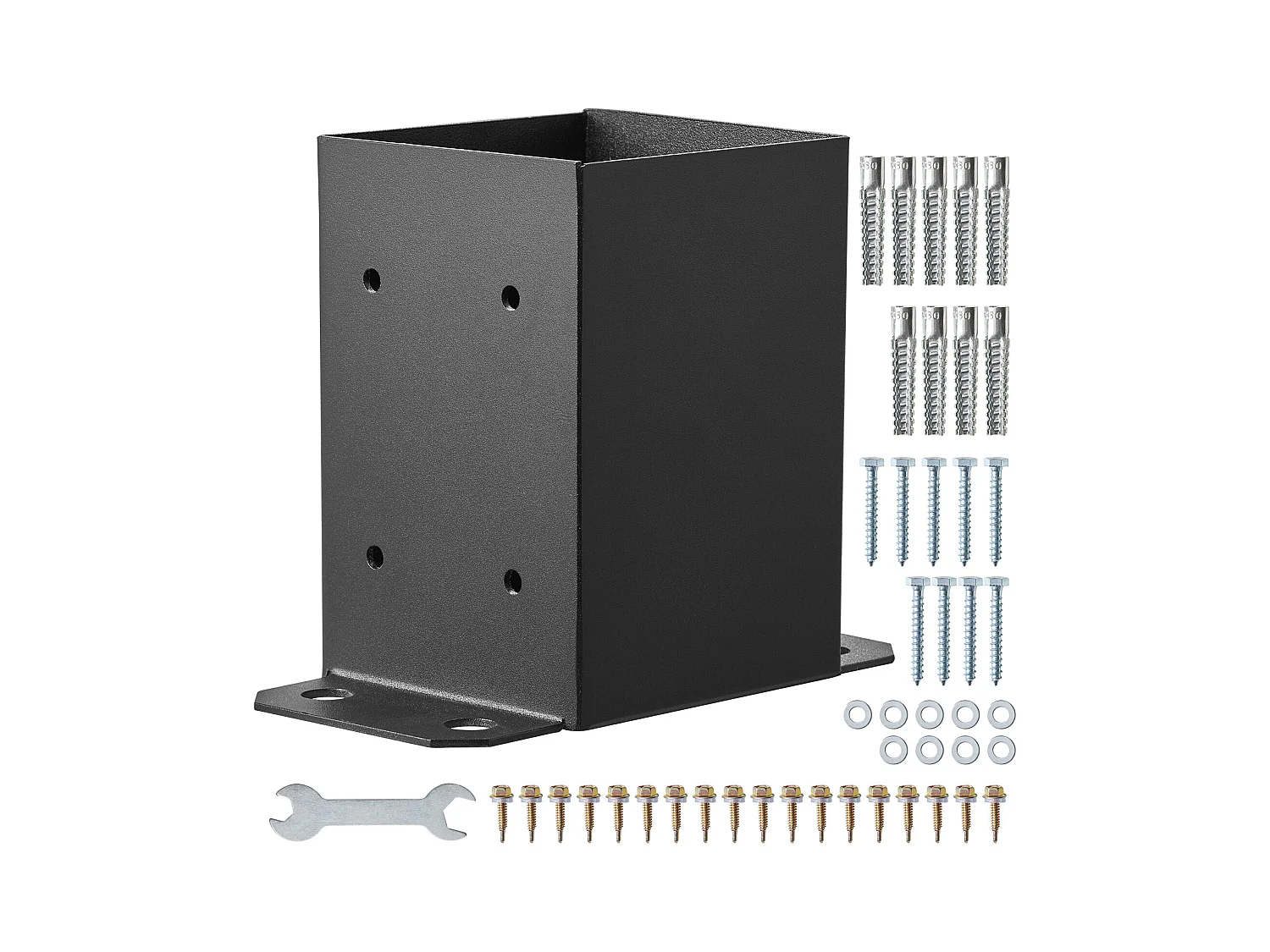 Kit de Supports SucceBuy Lot de 2 Supports de Base de Poteau 101,6 x 101,6 mm, Ancrage de Clôture en Bois Robuste