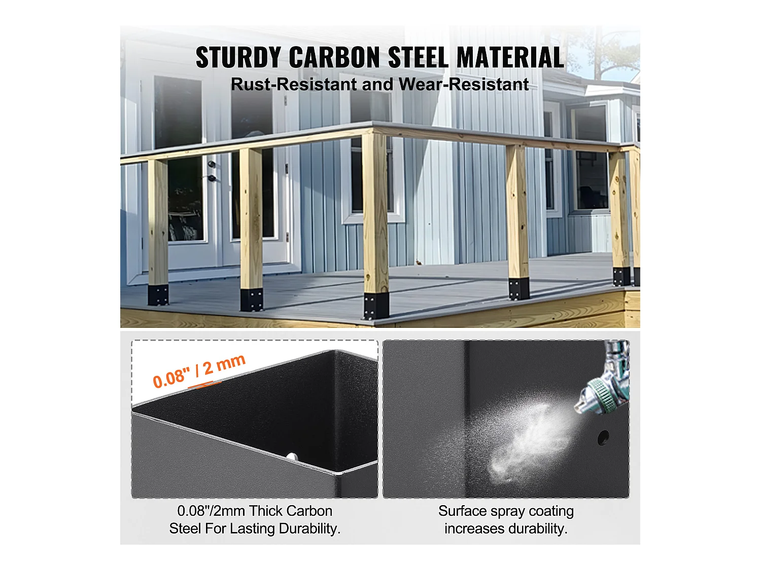 Kit de Supports SucceBuy Lot de 2 Supports de Base de Poteau 101,6 x 101,6 mm, Ancrage de Clôture en Bois Robuste