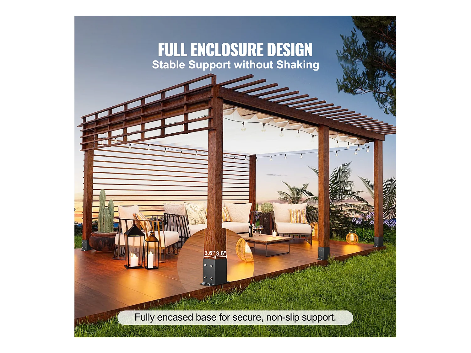 SucceBuy Lot de 4 Supports de Base de Poteau 101,6 x 101,6 mm, Fabriquées en acier au carbone, Ancrage de Clôture en Bois Robuste