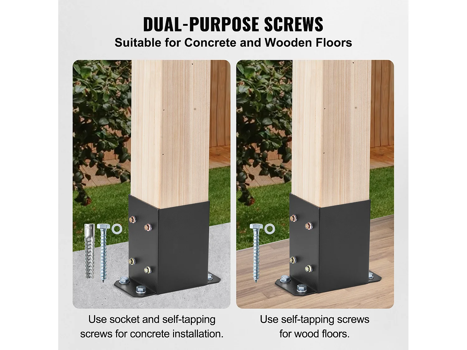 Kit de Suporte SucceBuy - Embalagem de 4 Suportes para Base de Poste de 101,6 x 101,6 mm, Ancoragem Reforçada para Vedação de Madeira