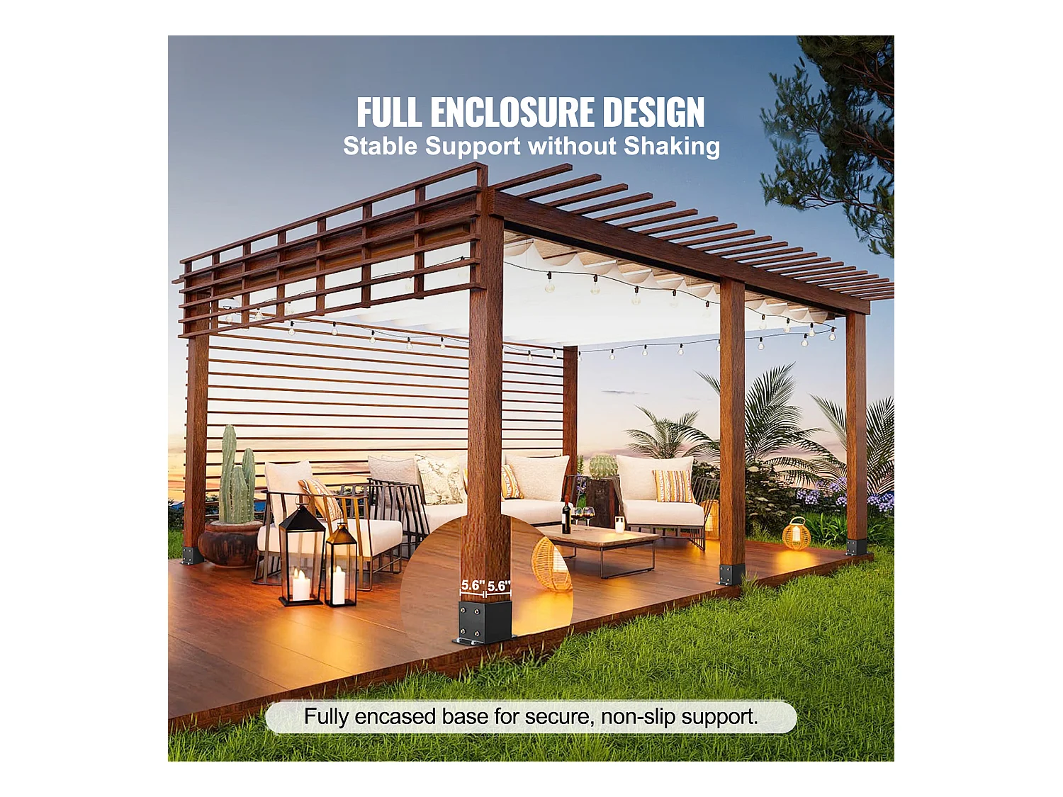 Kit de Supports SucceBuy Lot de 4 Supports de Base de Poteau 152,4 x 152,4 mm, Ancrage de Clôture en Bois Robuste