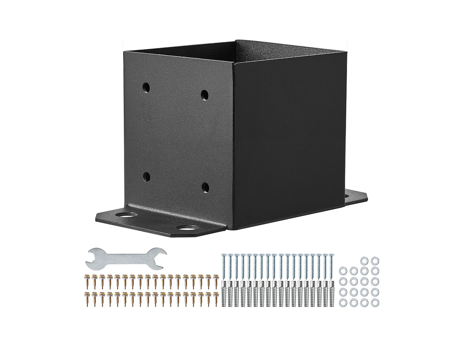 Kit de Supports SucceBuy Lot de 4 Supports de Base de Poteau 152,4 x 152,4 mm, Ancrage de Clôture en Bois Robuste