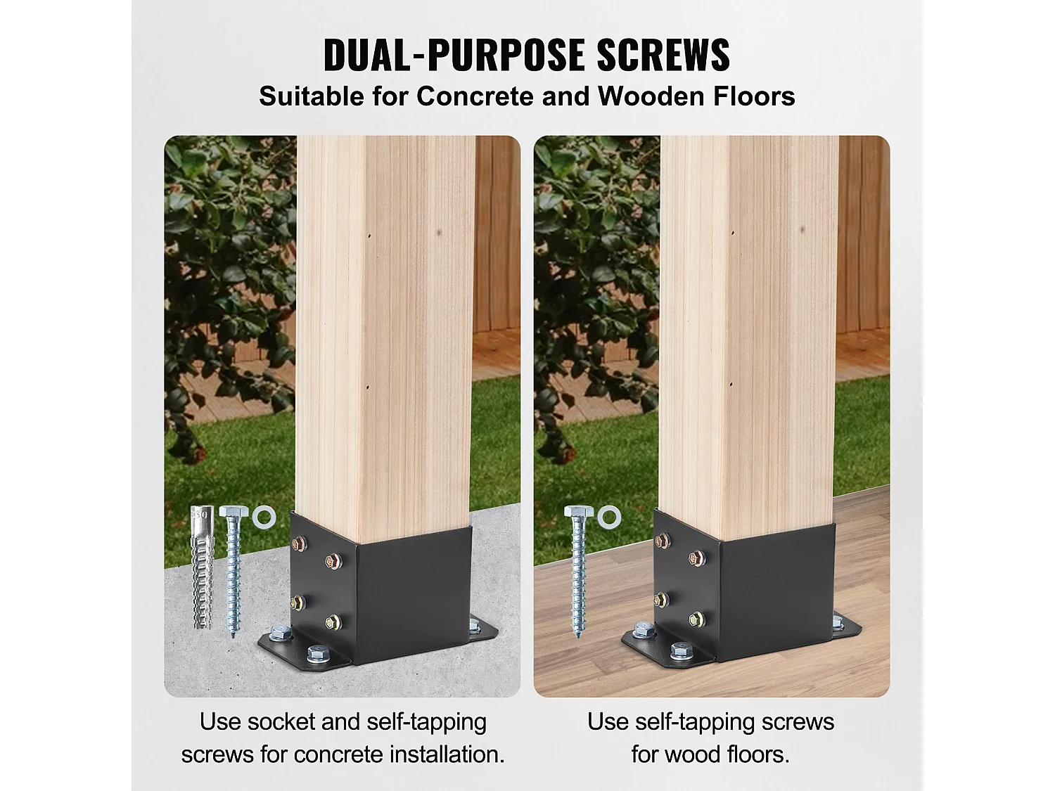 Kit di Supporto SucceBuy, Confezione da 4 Staffe per Base Palo da 152,4 x 152,4 mm, Ancoraggio per Recinzioni in Legno per Impieghi Gravosi